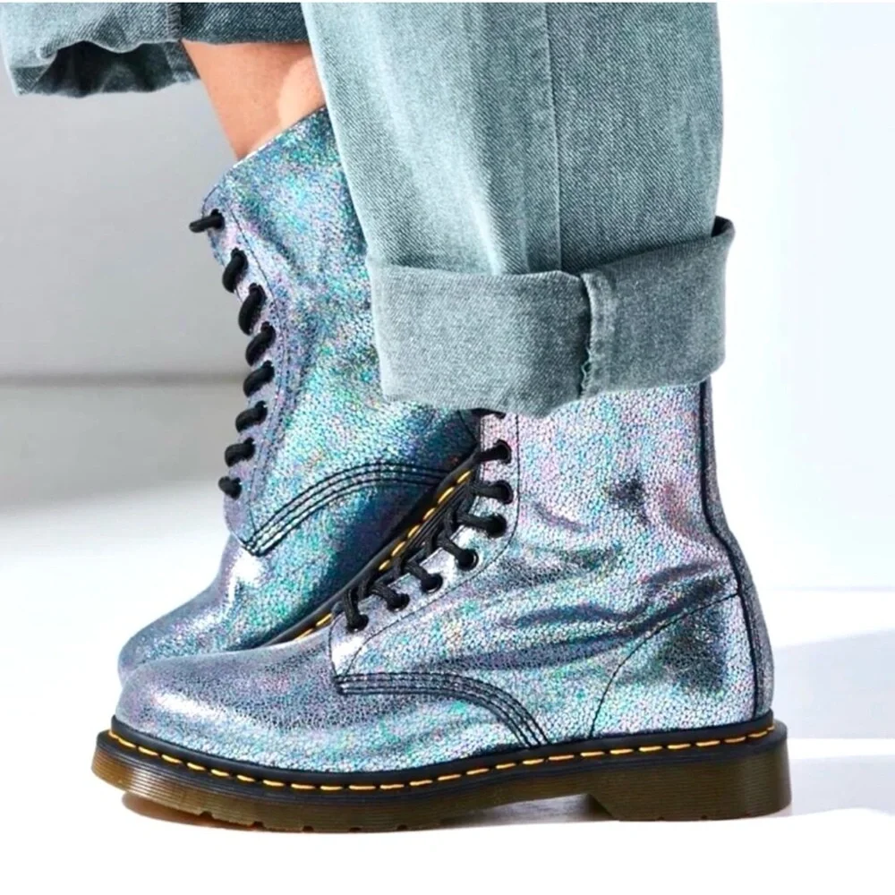 Dr. Martens 1460 Pascal Sparkle Iridescent Metallic Sheen Lace Up Boots Size 7 - Picture 2 of 14